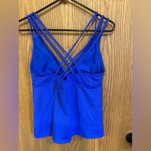 Like New Medium Ana Tankini Top Beautiful Blue padding slimming flattering Cute - Picture 8 of 14